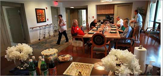 Dinner is freshly cooked and served to residents of each 'home,' 10 smaller units in the center.